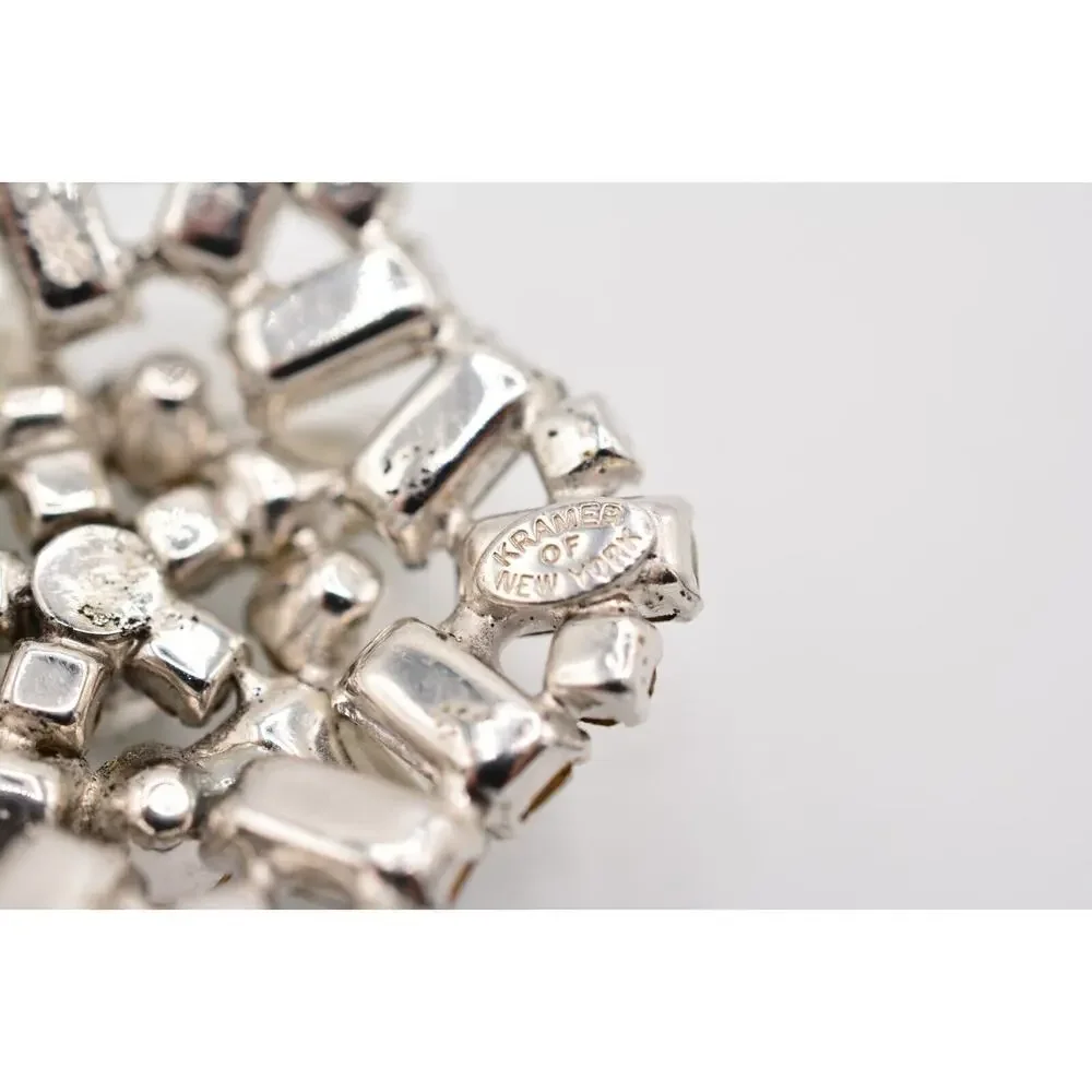 Kramer Vintage Crystal Pin Brooch Baguette Rhinestone Sparkling NY Signed BinAP